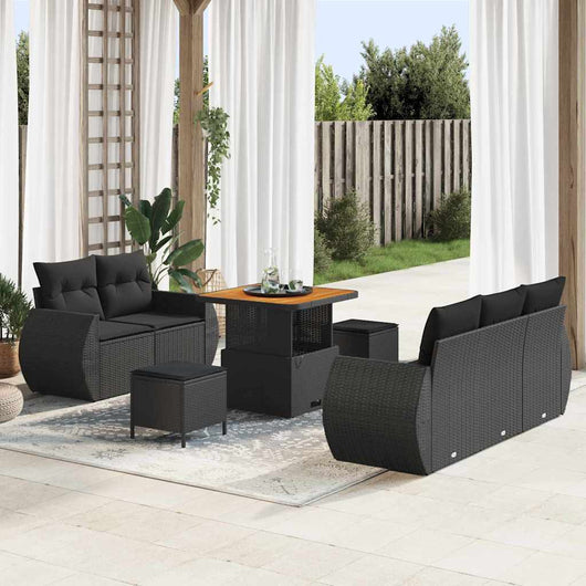 vidaXL Set Divano da Giardino 8 pcs Nero polyrattan