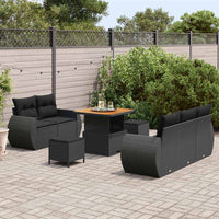 vidaXL Set Divano da Giardino 8 pcs Nero polyrattan
