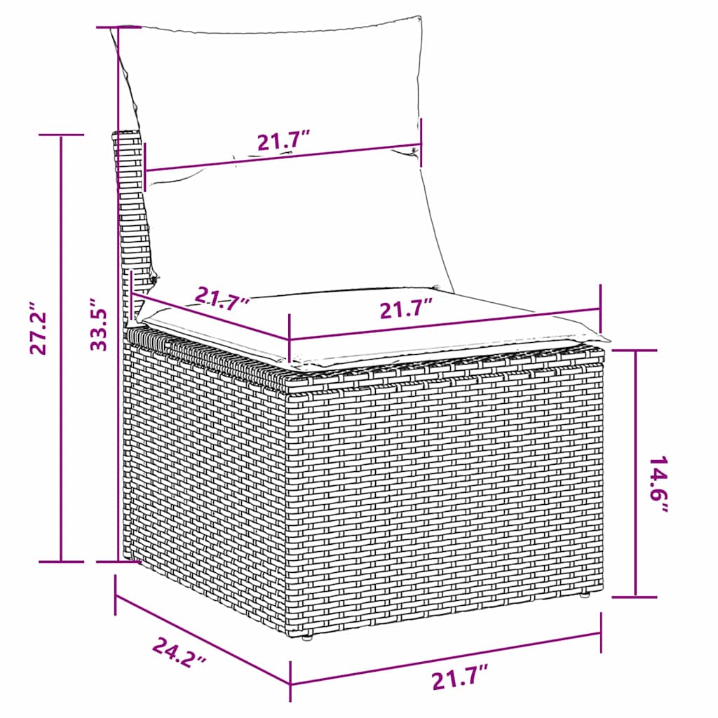 vidaXL Set Divano da Giardino 8 pcs Nero polyrattan