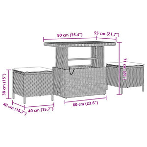 Set di divani da giardino  da 11 pezzi con cuscini beige in rattan e acacia. 3361851