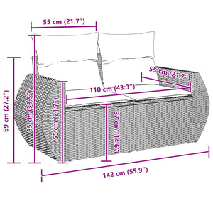 Set Divano da Giardino 8 pcs Nero polyrattan 3361864
