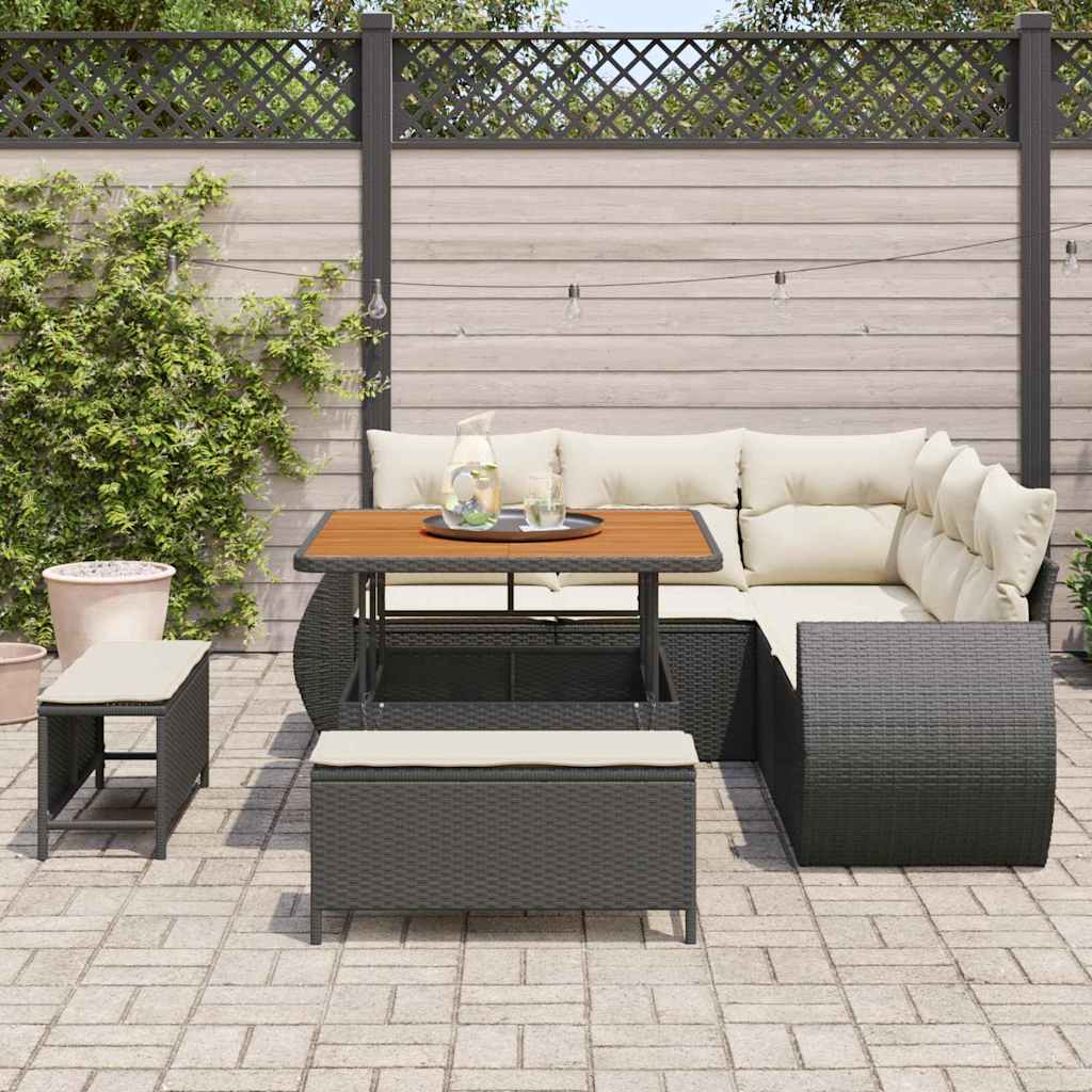 Set Divano da Giardino 8 pcs Nero polyrattan 3361865