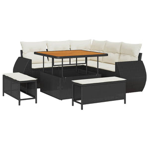 Set Divano da Giardino 8 pcs Nero polyrattan 3361865