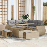 Set Divano da Giardino 8 Pezzi con Cuscini Beige in Rattan Sintetico e Acacia 3361867