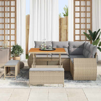 Set Divano da Giardino 8 Pezzi con Cuscini Beige in Rattan Sintetico e Acacia 3361867