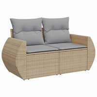 Set Divano da Giardino 8 Pezzi con Cuscini Beige in Rattan Sintetico e Acacia 3361867