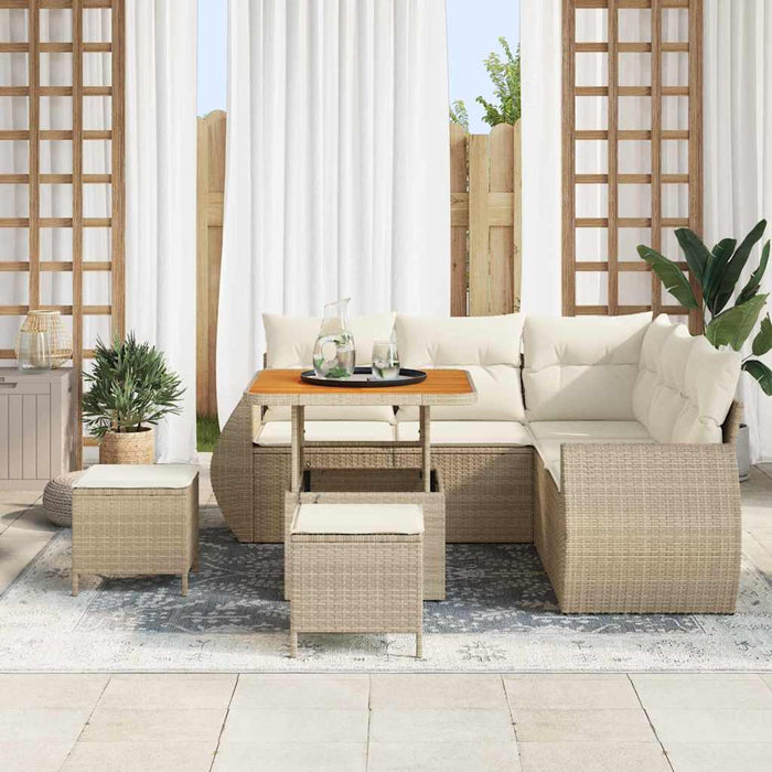 vidaXL Set Divano da Giardino 8 pcs Beige polyrattan