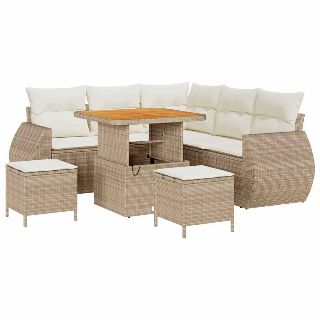 vidaXL Set Divano da Giardino 8 pcs Beige polyrattan