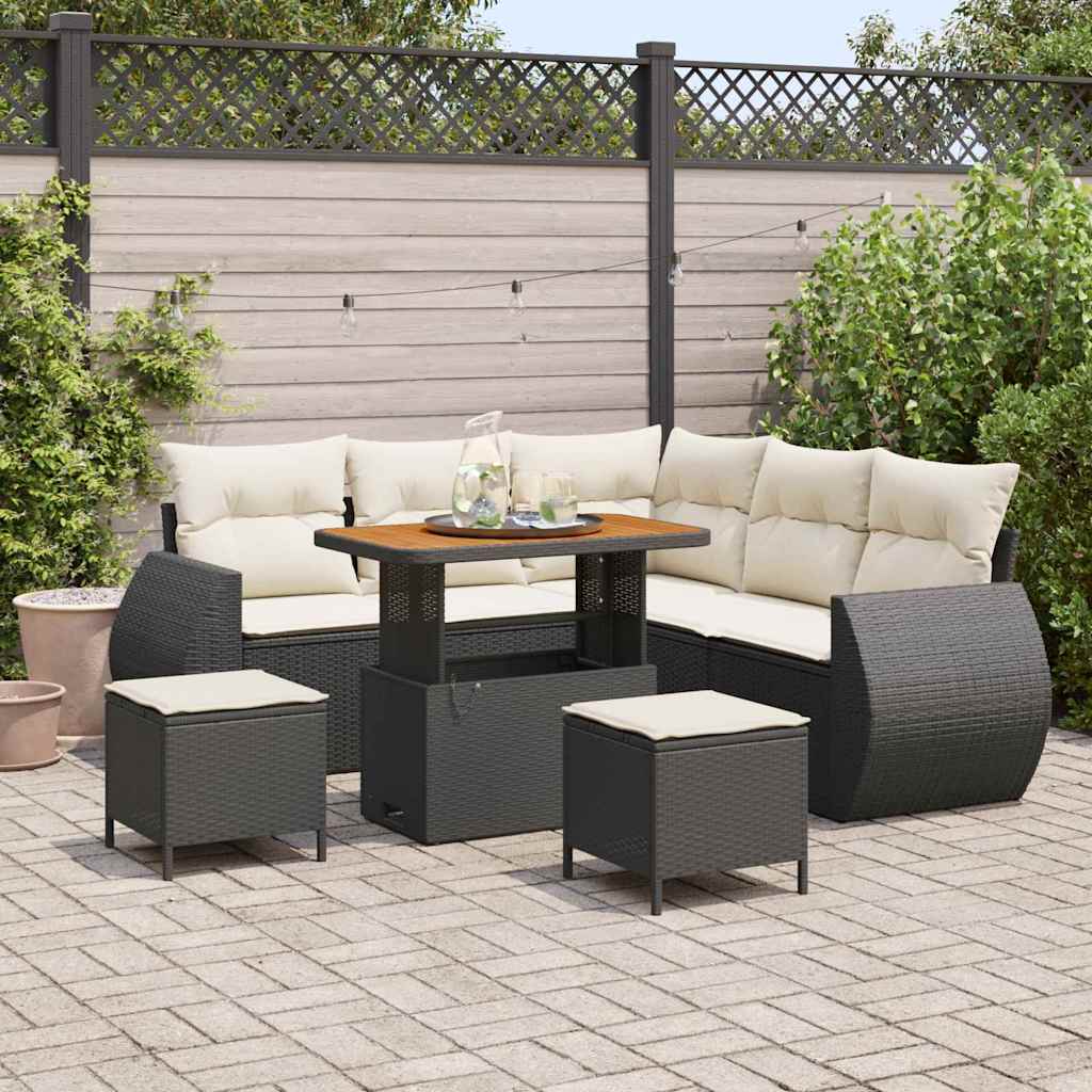 vidaXL Set Divano da Giardino 8 pcs Nero polyrattan