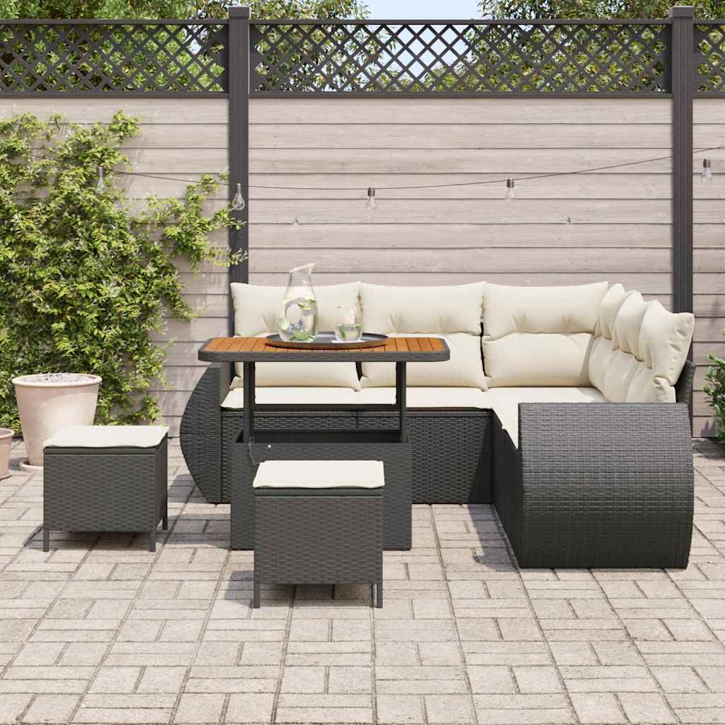 vidaXL Set Divano da Giardino 8 pcs Nero polyrattan