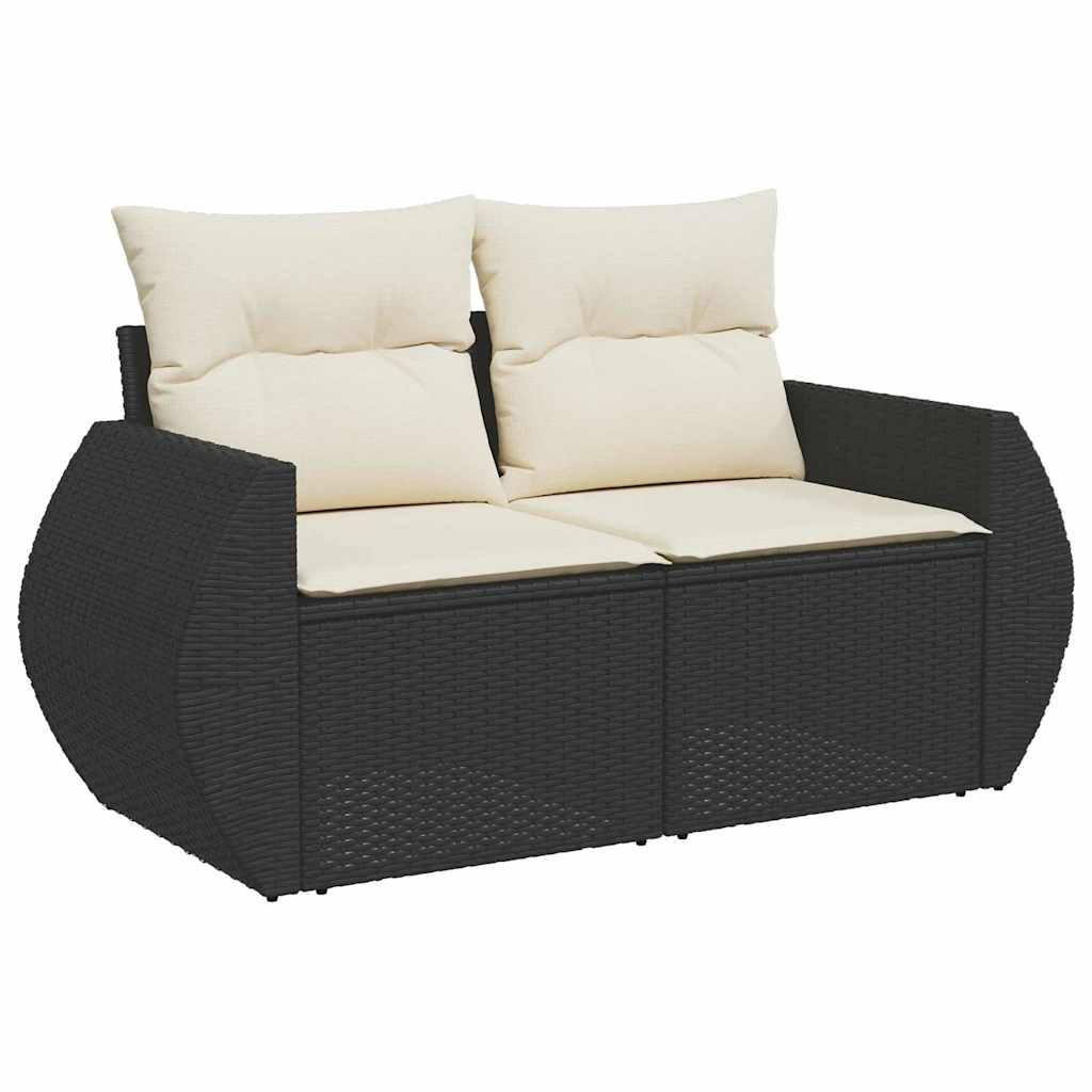 Set di Divani da Giardino  in 8 Pezzi con Cuscini in Rattan Sintetico Nero e Acacia 3361875