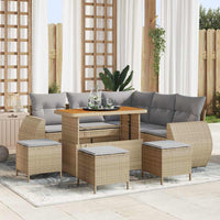 vidaXL Set Divano da Giardino 9 pcs Beige polyrattan