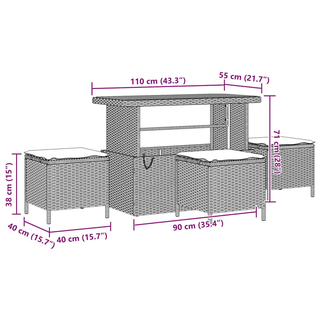 vidaXL Set Divano da Giardino 9 pcs Beige polyrattan