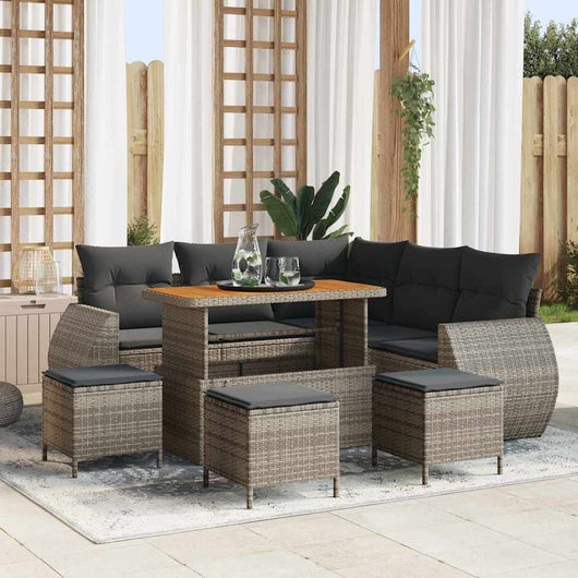 vidaXL Set Divano da Giardino 9 pcs Grigio polyrattan