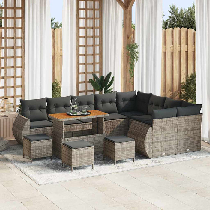 Set di divano da giardino da 13 pezzi con cuscini grigi in rattan 3361923