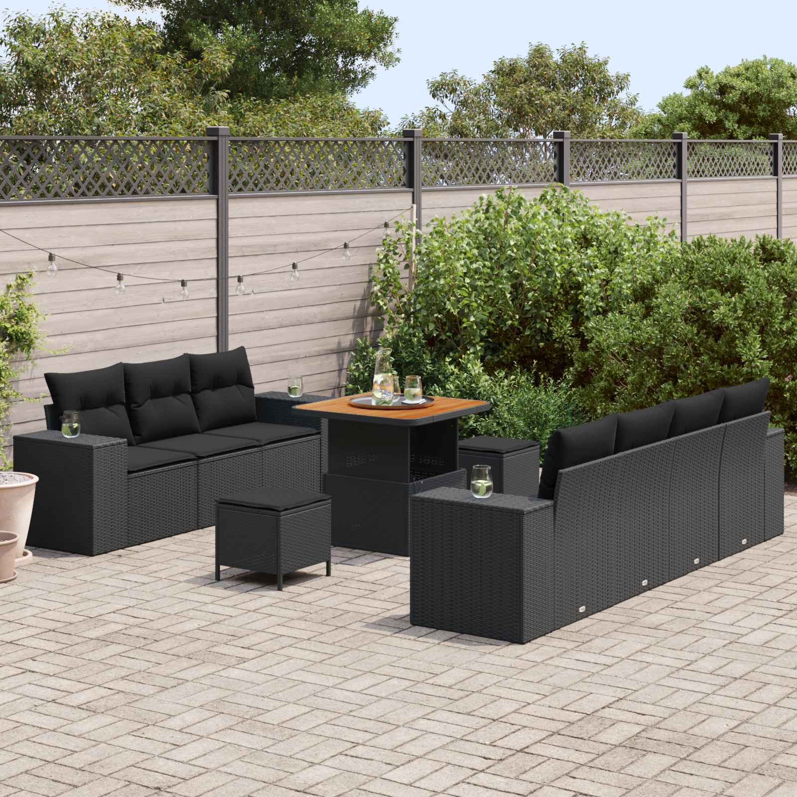 Set Divano da Giardino 10 pcs Nero polyrattan 3361964