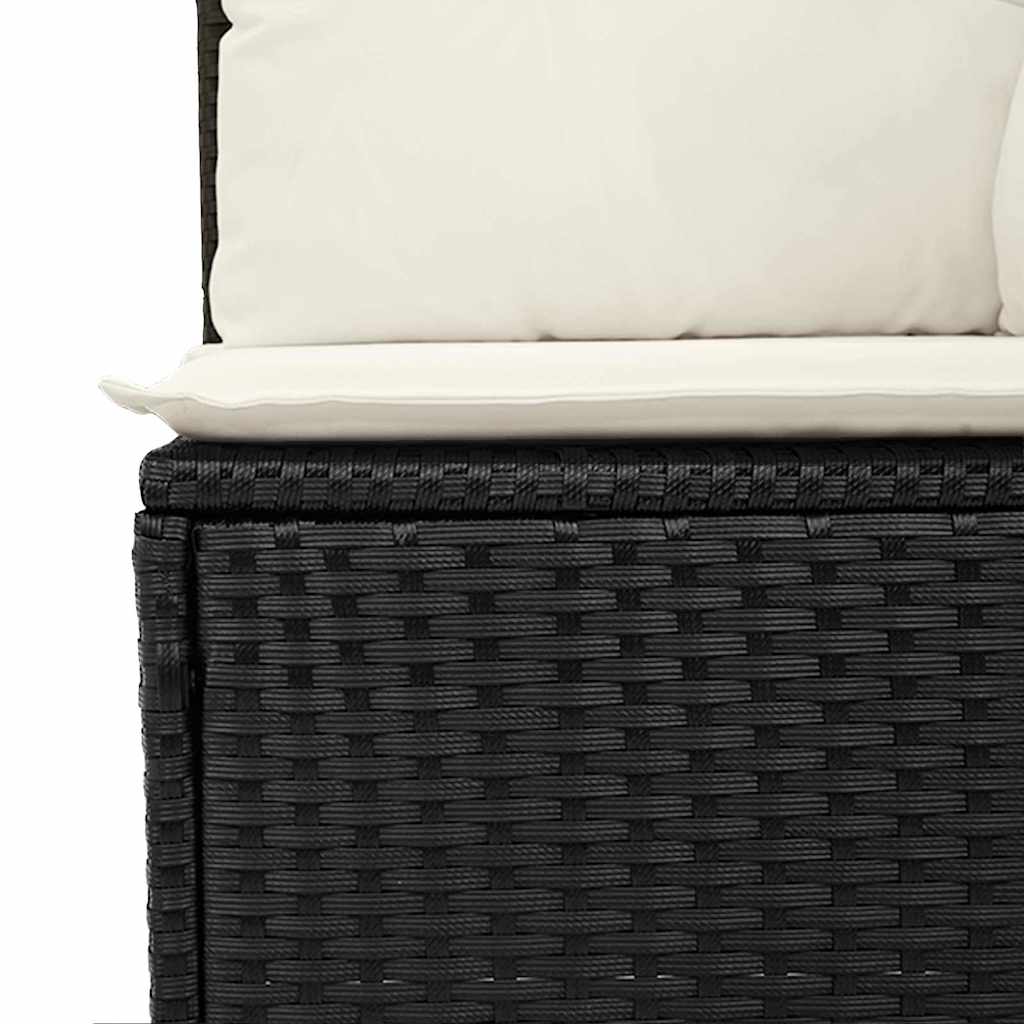 Set Giardino  9 Pezzi in Rattan Plastico Nero con Cuscini 3362025
