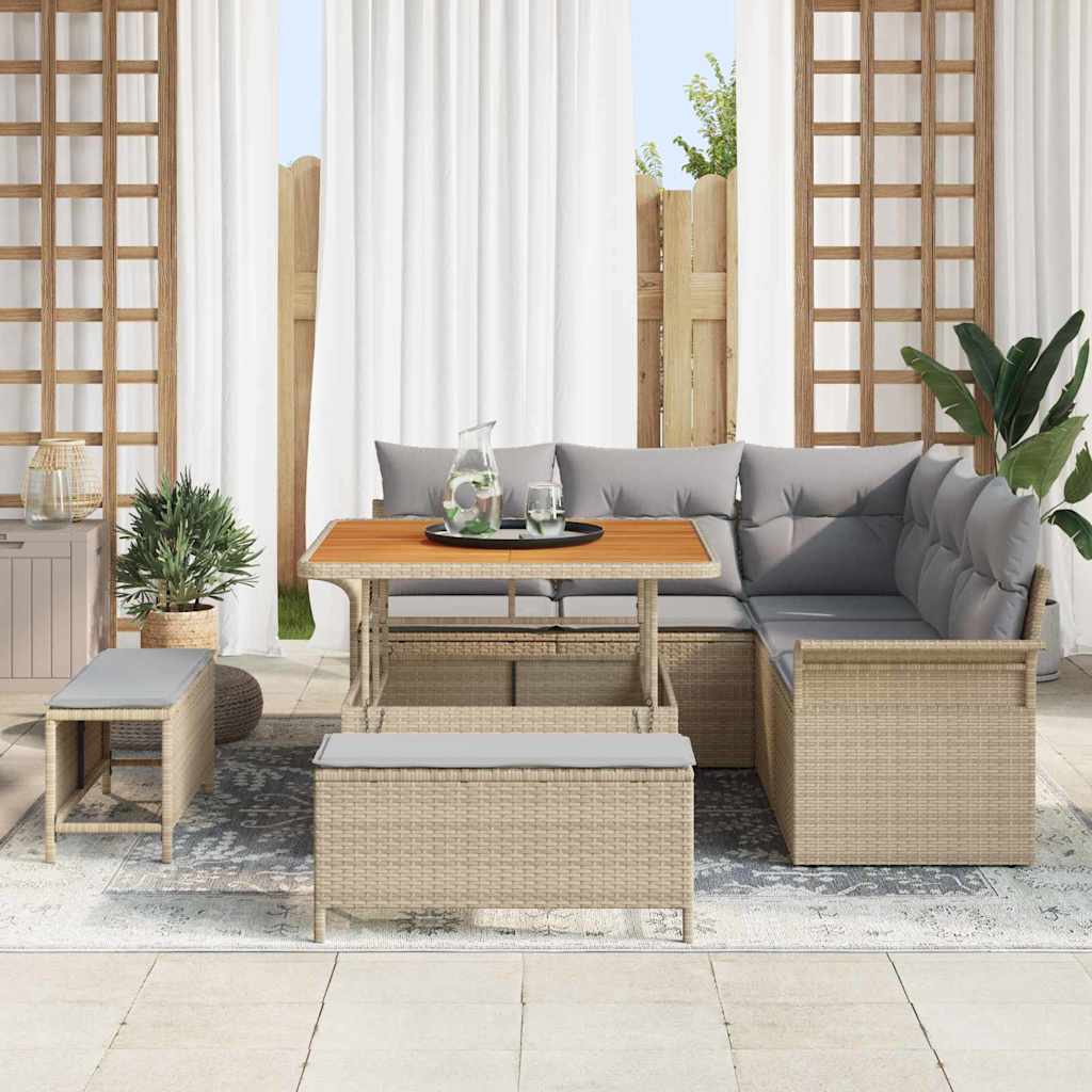 Set Divano da Giardino 8 pcs Beige polyrattan 3362127