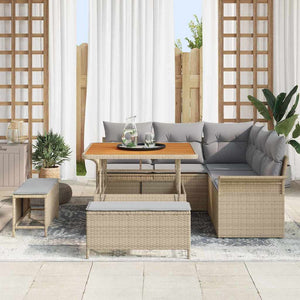 Set Divano da Giardino 8 pcs Beige polyrattan 3362127