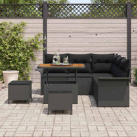 Set di divani da giardino da 8 pezzi con cuscini in rattan poliestere nero e acacia. 3362134
