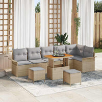 vidaXL Set Divano da Giardino 9 pcs Beige polyrattan