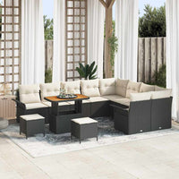 Set da Giardino , 12 Pezzi, Cuscini in Rattan Nero e Acacia. 3362175