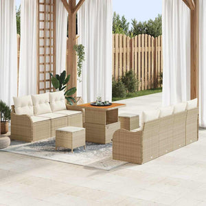 vidaXL Set Divano da Giardino 10 pcs Beige polyrattan
