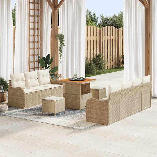 vidaXL Set Divano da Giardino 10 pcs Beige polyrattan