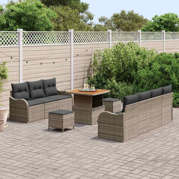 vidaXL Set Divano da Giardino 10 pcs Grigio polyrattan