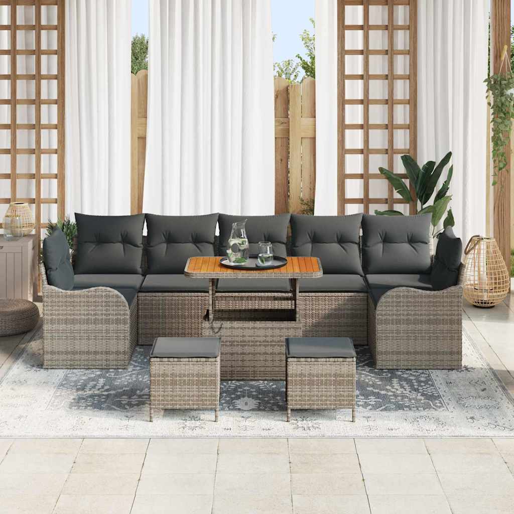 vidaXL Set Divano da Giardino 10 pcs Grigio polyrattan