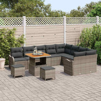 vidaXL Set Divano da Giardino 12 pcs Grigio polyrattan