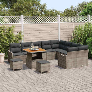 vidaXL Set Divano da Giardino 12 pcs Grigio polyrattan
