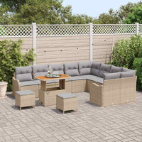 vidaXL Set Divano da Giardino 12 pcs Beige polyrattan
