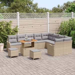 vidaXL Set Divano da Giardino 12 pcs Beige polyrattan