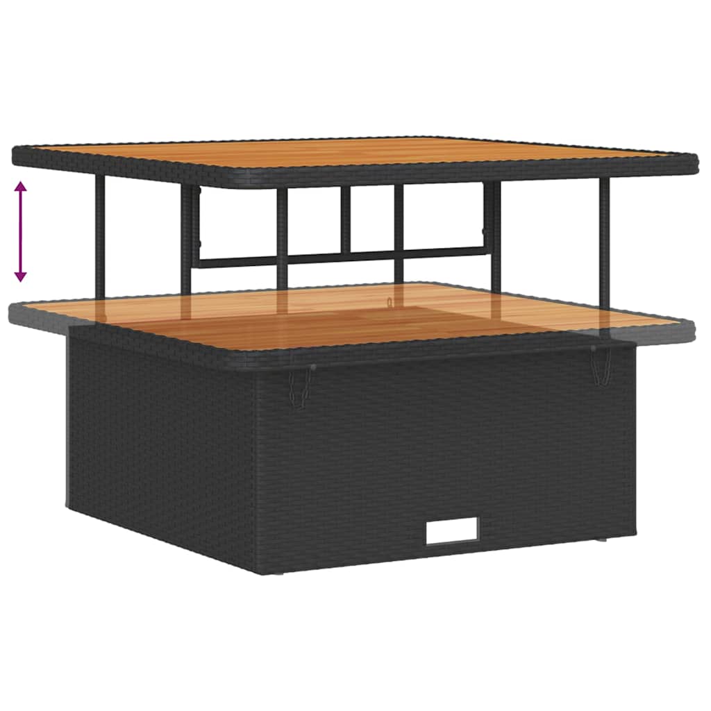 Set da Giardino  da 13 Pezzi con Cuscini in Rattan Sintetico Nero e Acacia. 3362315