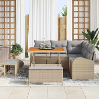 Set di divani da giardino in 8 pezzi con cuscini beige in polirattan e acacia 3362387