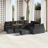 Set Divano da Giardino con cuscino 13 pcs Nero Poly Rattan 3362454