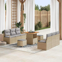 vidaXL Set Divano da Giardino con cuscino 9 pcs Beige Poly Rattan