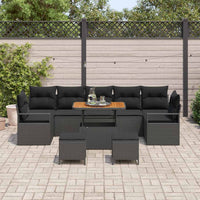 vidaXL Set Divano da Giardino 10 pcs Nero Poly Rattan