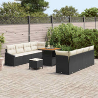 vidaXL Set Divano da Giardino con cuscino 11 pcs Nero Poly Rattan