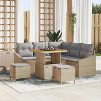 Set Divano da Giardino  da 8 Pezzi con Cuscini Beige in Rattan Sintetico e Acacia 3362652
