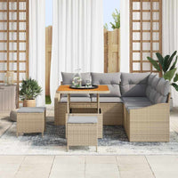 Set Divano da Giardino  da 8 Pezzi con Cuscini Beige in Rattan Sintetico e Acacia 3362652