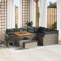 vidaXL Set Divano da Giardino con cuscino 12 pcs Grigio Poly Rattan