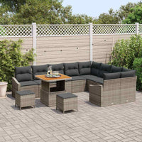vidaXL Set Divano da Giardino con cuscino 12 pcs Grigio Poly Rattan