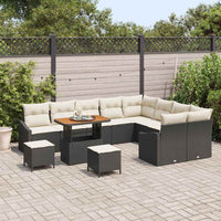 vidaXL Set Divano da Giardino con cuscino 12 pcs Nero Poly Rattan