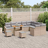 vidaXL Set Divano da Giardino con cuscino 12 pcs Beige Poly Rattan