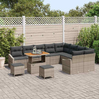 vidaXL Set Divano da Giardino con cuscino 12 pcs Grigio Poly Rattan