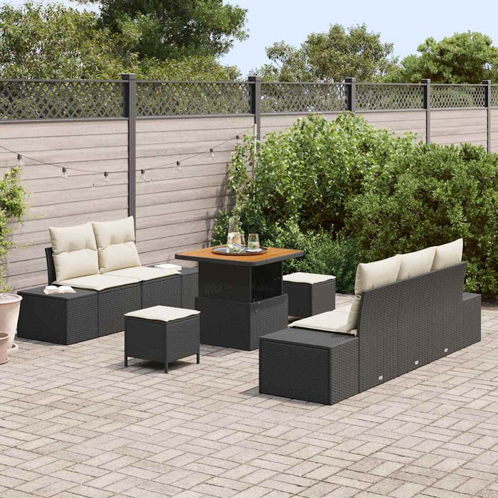 vidaXL Set Divano da Giardino con cuscino 8 pcs Nero Poly Rattan