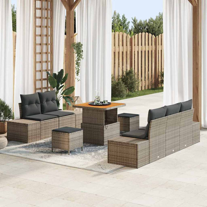 vidaXL Set Divano da Giardino con cuscino 8 pcs Grigio Poly Rattan