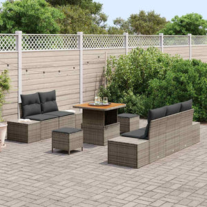 vidaXL Set Divano da Giardino con cuscino 8 pcs Grigio Poly Rattan